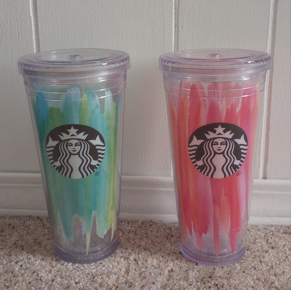 2 Starbucks 2016 Tumblers Green & Pink